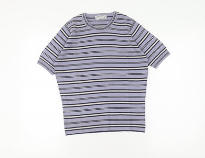 Jaeger Women's Multicoloured Wool Striped T-Shirt, Size 12