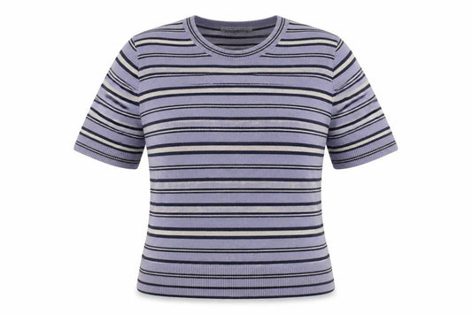 Front view of Jaeger Women's Multicoloured Wool Striped T-Shirt, size 12
