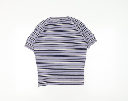 Jaeger Women's Multicoloured Wool Striped T-Shirt, Size 12