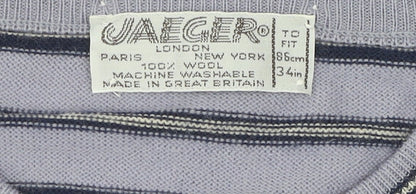 Jaeger Women's Multicoloured Wool Striped T-Shirt, Size 12