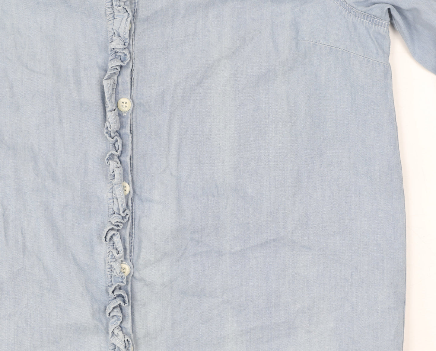 Hush Women's Blue Cotton Blouse, Size 10, Button Accent