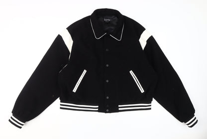 Mens UK Size L boohooMAN Black Varsity Jacket