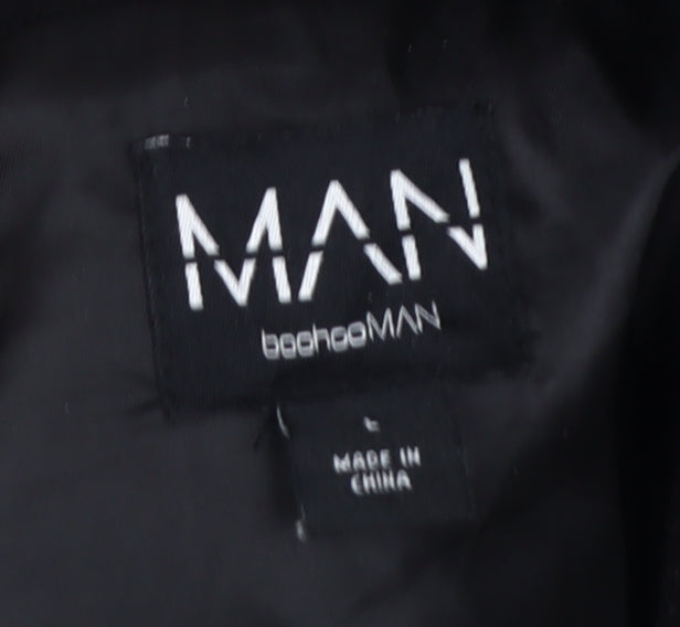 Mens UK Size L boohooMAN Black Varsity Jacket