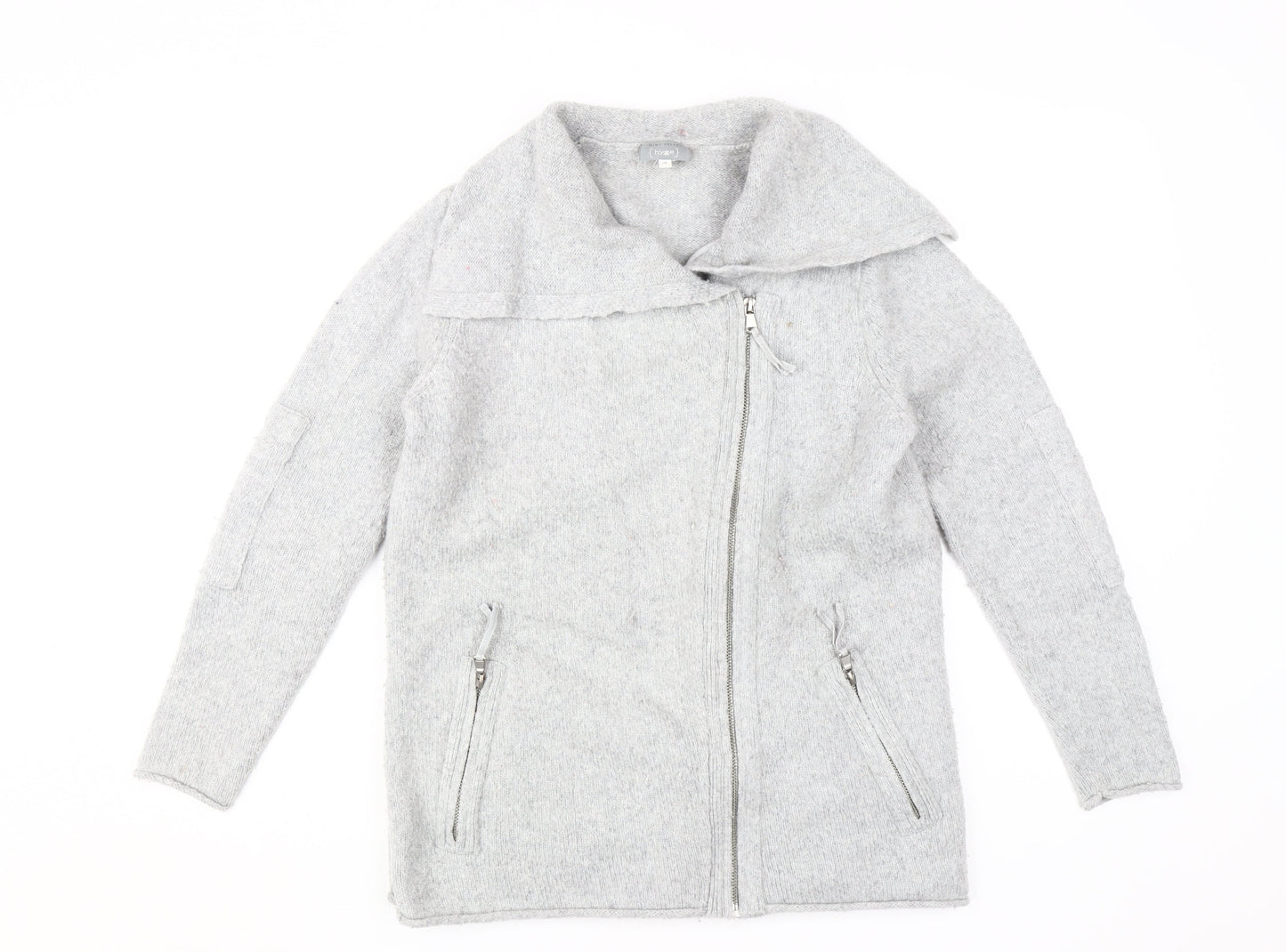 Womens UK Size 10 Mint Velvet Grey Full Zip Jumper