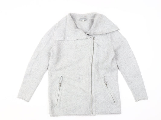 Womens UK Size 10 Mint Velvet Grey Full Zip Jumper