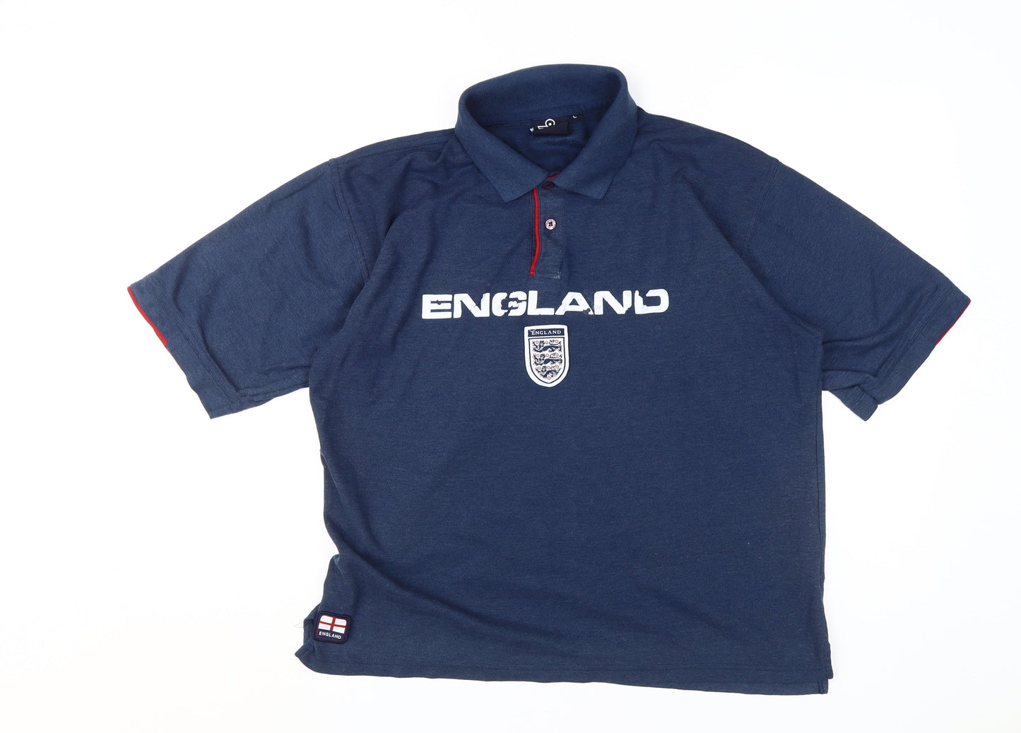 Men's Blue England Polo Shirt, Size L, Graphic Sport Style