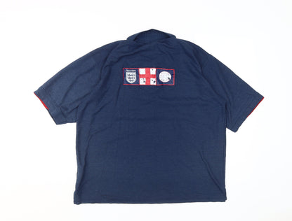 Men's Blue England Polo Shirt, Size L, Graphic Sport Style