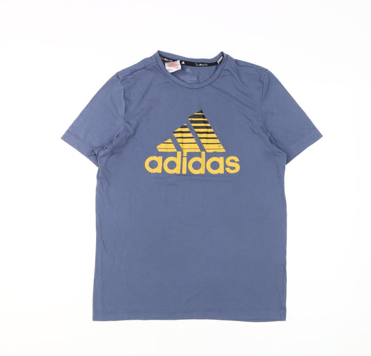 Additional front view of Adidas boys’ blue graphic t-shirt, size L, active sportswear