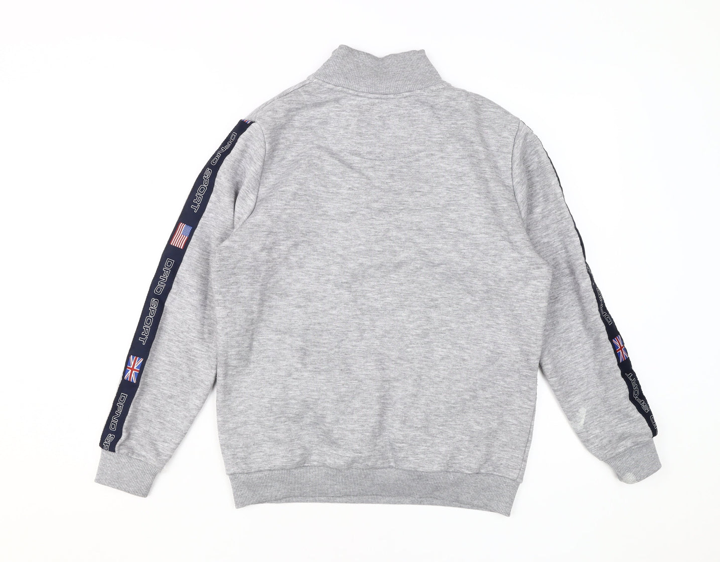 DFND Boys Grey Henley Sweatshirt, 13 Years, 1/2 Zip, Logo