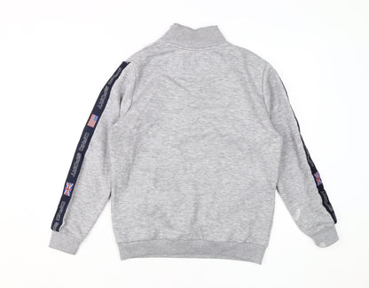 DFND Boys Grey Henley Sweatshirt, 13 Years, 1/2 Zip, Logo