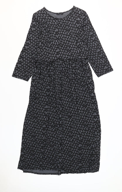 Roman Women Black Geometric Long Sleeve Dress - Size 12