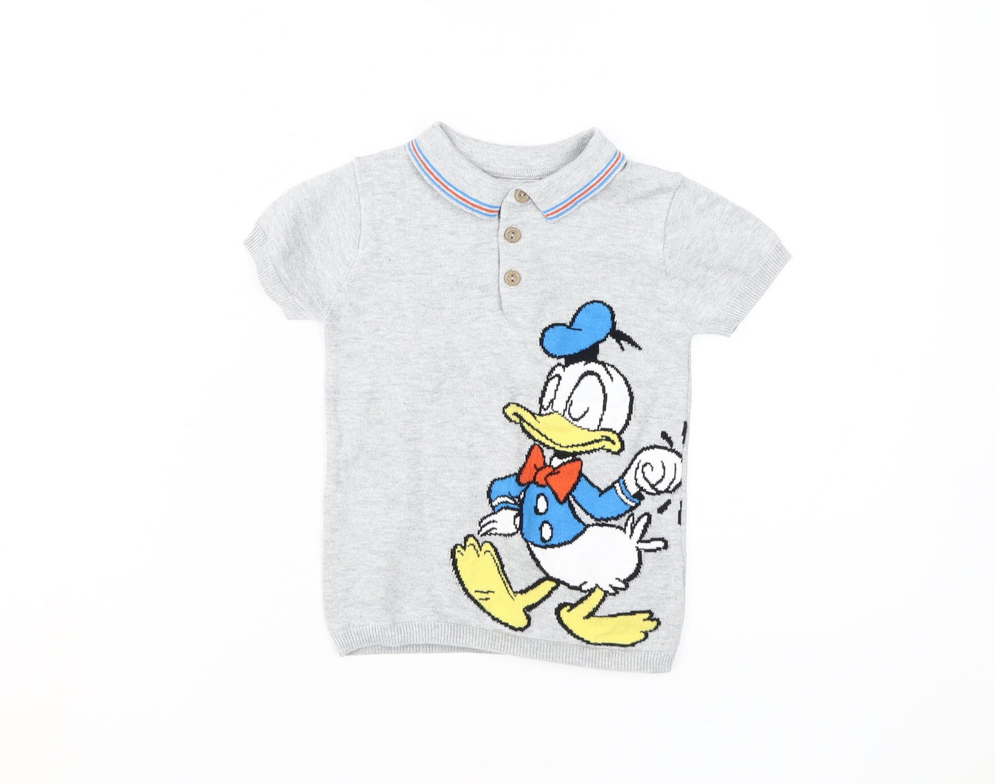 Disney Boys Grey Polo Shirt with Donald Duck Print, 3-4 Years