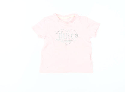 Juicy Couture Girls Pink Glitter Graphic Short Sleeve T-Shirt 2T