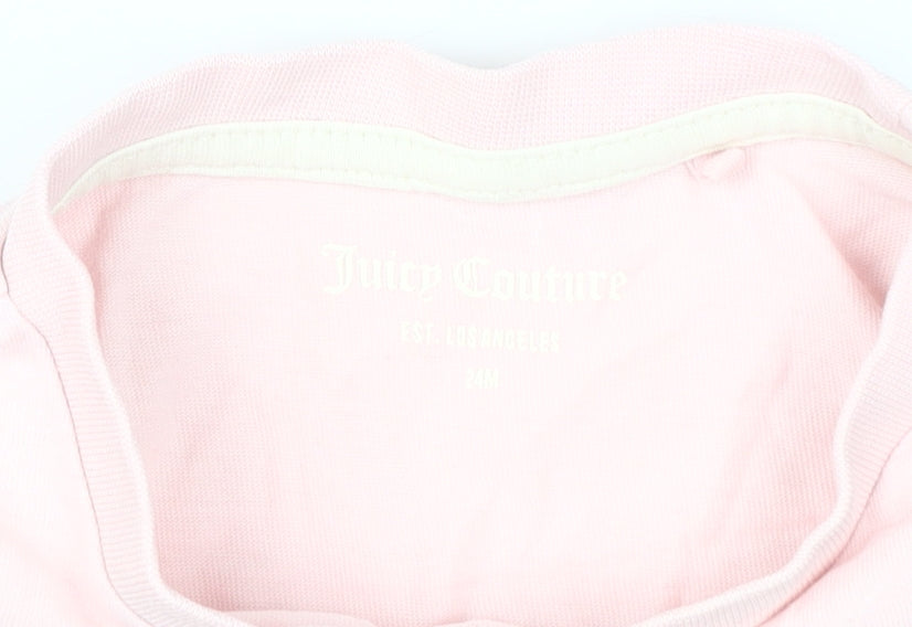 Juicy Couture Girls Pink Glitter Graphic Short Sleeve T-Shirt 2T