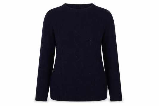 Front view of Mayoral Jeans Teens Blue Cable-Knit jumper