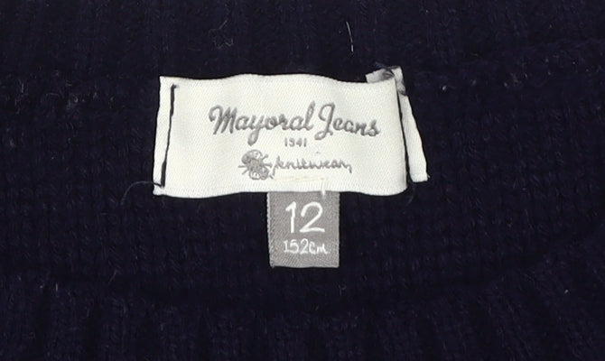 Mayoral Jeans Teens Blue Cable-Knit Pullover Jumper