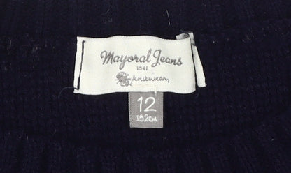 Mayoral Jeans Teens Blue Cable-Knit Pullover Jumper
