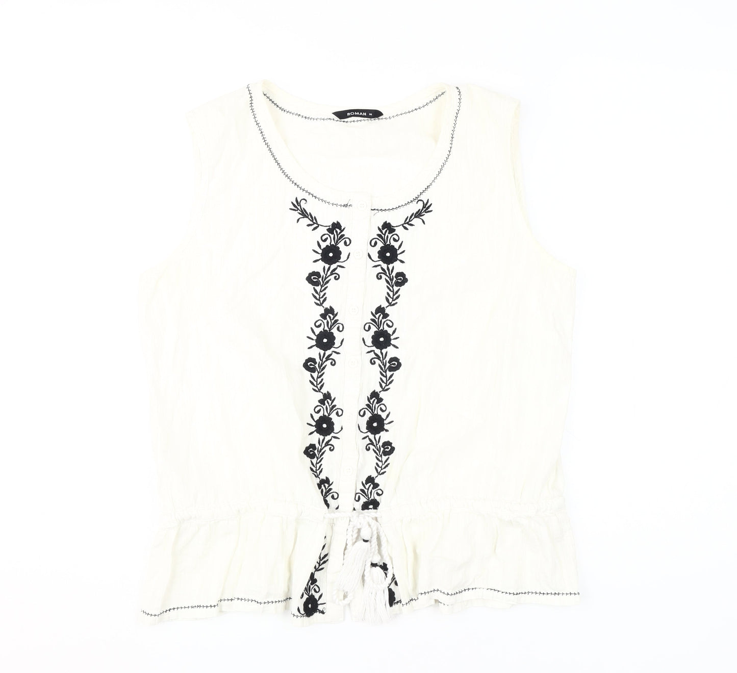 Womens UK Size 14 Roman Ivory Tunic Blouse