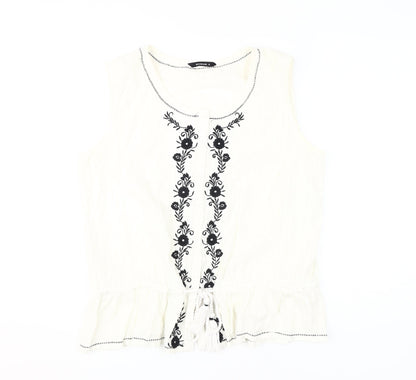 Womens UK Size 14 Roman Ivory Tunic Blouse