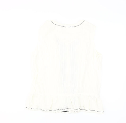 Womens UK Size 14 Roman Ivory Tunic Blouse