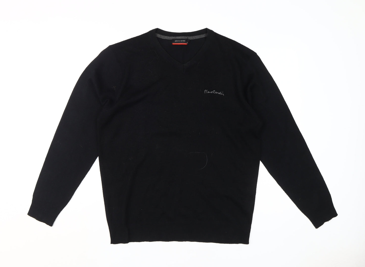 Pierre Cardin Men's Black V-Neck Jumper Size L Acrylic Knit