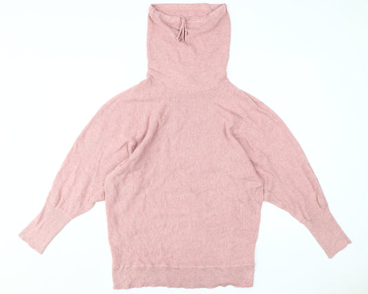 Cynthia Rowley Women's Pink Cowl Neck Jumper Size L