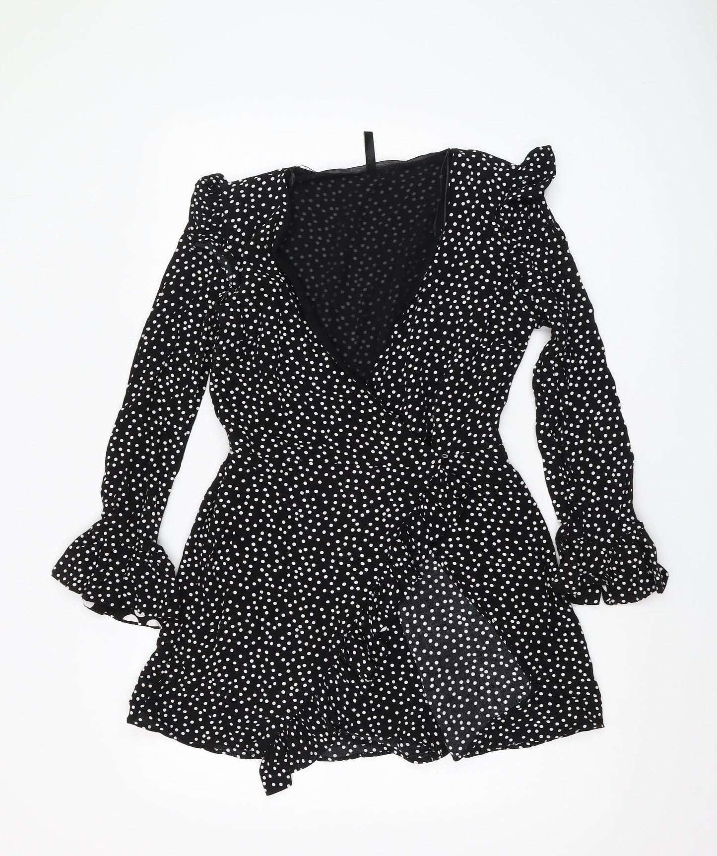 Zara Women's Black Polka Dot Playsuit Size 12