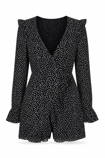 Zara Women's Black Polka Dot Playsuit Size 12