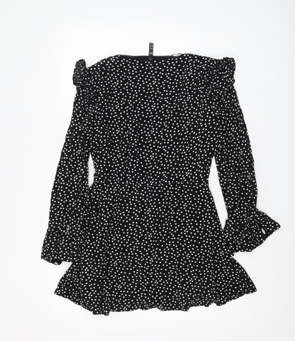 Zara Women's Black Polka Dot Playsuit Size 12