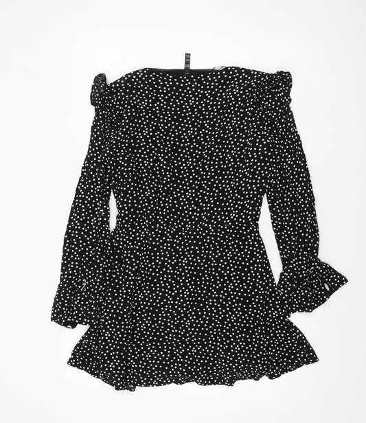 Zara Women's Black Polka Dot Playsuit Size 12