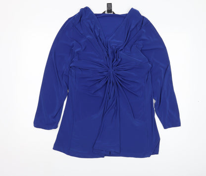 Womens UK Size 2XL Nina Leonard Blue Tunic Blouse