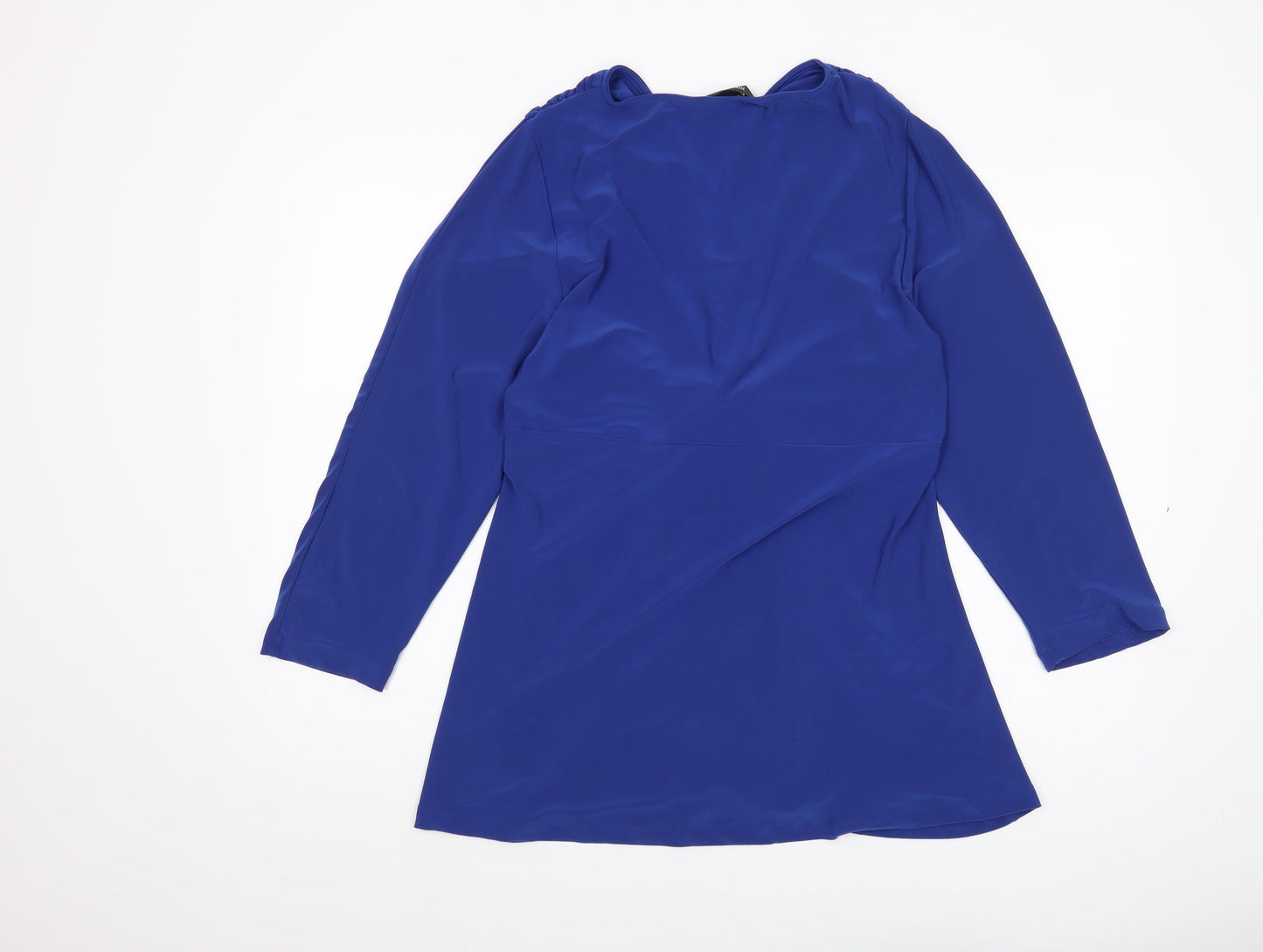 Womens UK Size 2XL Nina Leonard Blue Tunic Blouse