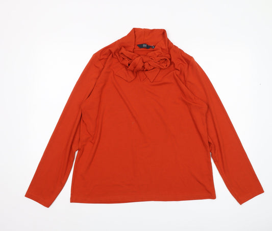 Isle Collection Red Bow Blouse Women M Long Sleeve