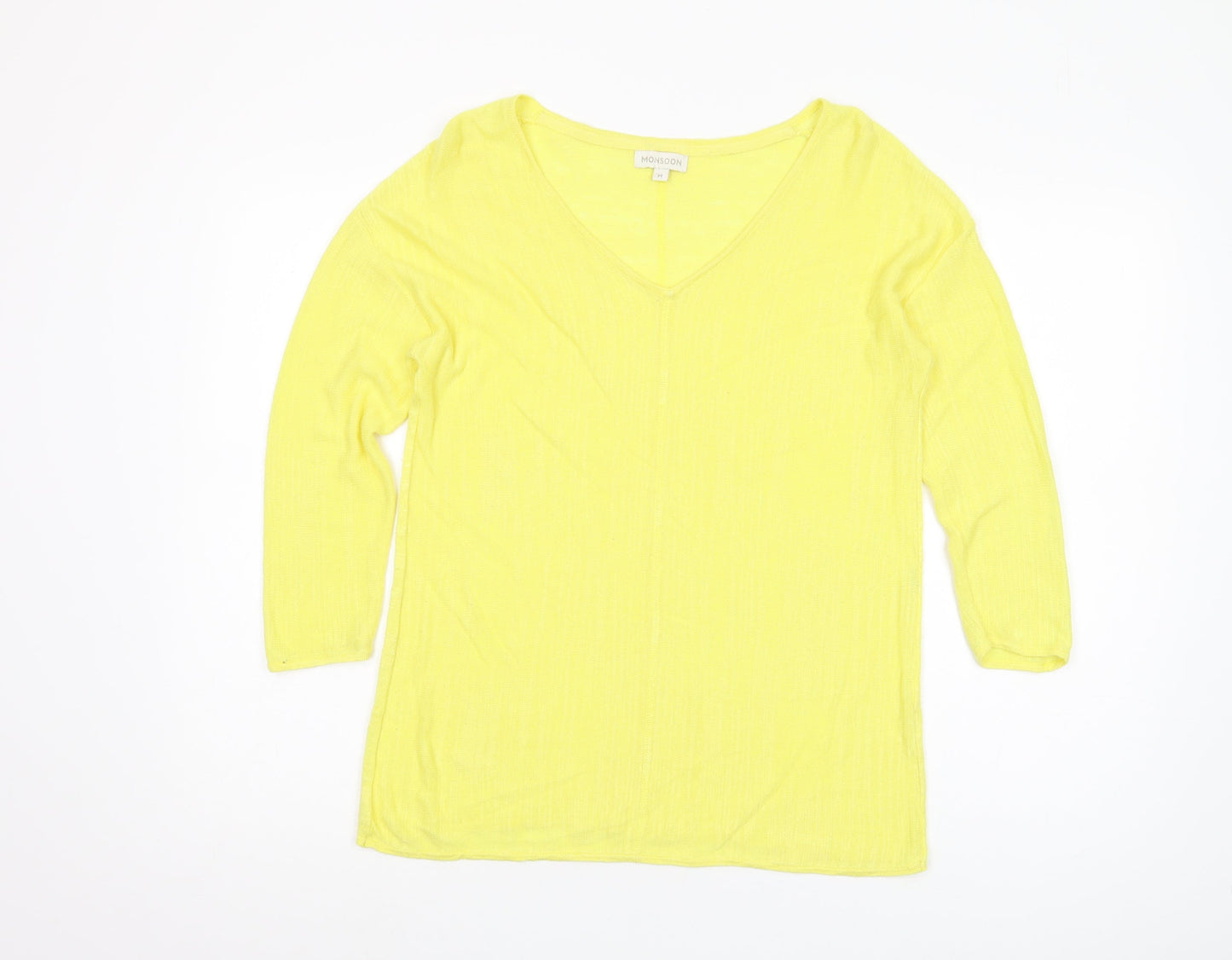 Monsoon Women's Yellow V-Neck Blouse - Medium