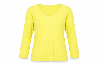 Monsoon Women's Yellow V-Neck Blouse - Medium