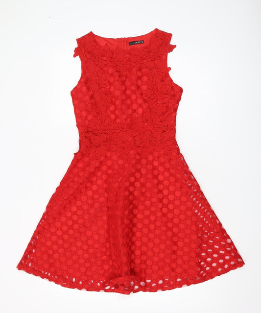 Quiz Women's Red Fit & Flare Dress, Size 8, Party Style
