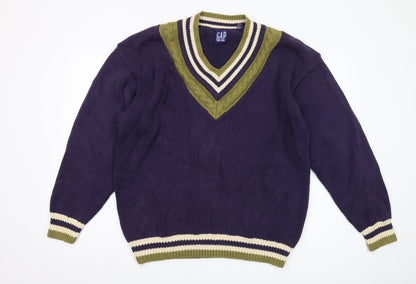 GAP Men's XL Blue V-Neck Pullover Jumper