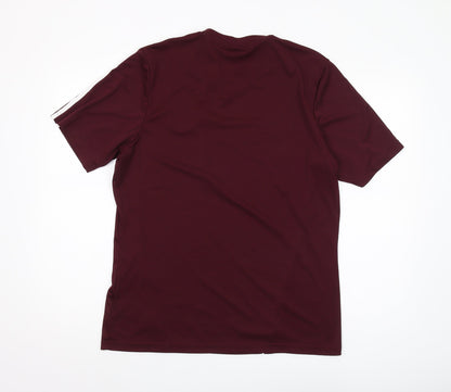 Adidas Men's Red Athletic Fit T-Shirt, Size L