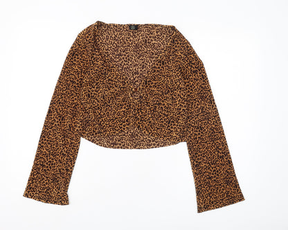 Womens UK Size 12 Urban Outfitters Brown Cropped Blouse