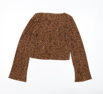 Womens UK Size 12 Urban Outfitters Brown Cropped Blouse