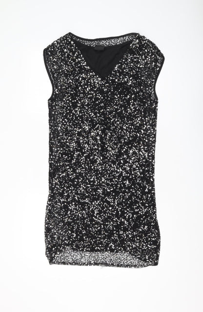 Selected Femme Black Sequin Women’s Shift Dress Size 6