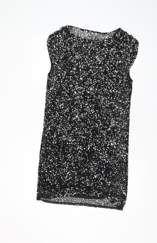 Selected Femme Black Sequin Women’s Shift Dress Size 6