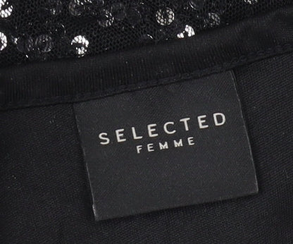 Selected Femme Black Sequin Women’s Shift Dress Size 6