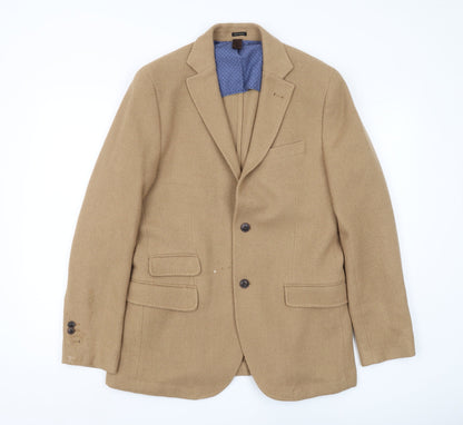 Mens UK Size 40 Massimo Dutti Regular Beige Suit Jacket