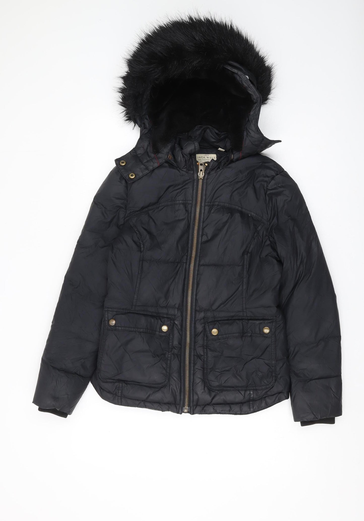 Womens UK Size 8 Jack Wills Black Puffer Jacket