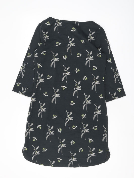 White Stuff Black Floral Shift Dress UK 8