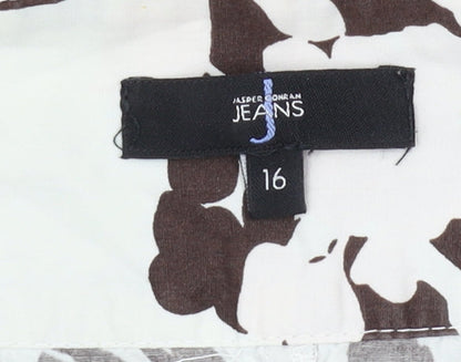 Jasper Conran Women's A-Line Floral Skirt, Size 16, Brown