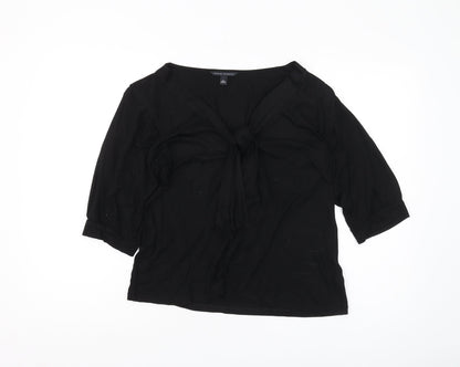 Banana Republic Women's Black V-Neck Blouse, L, Casual 3/4 Sleeve