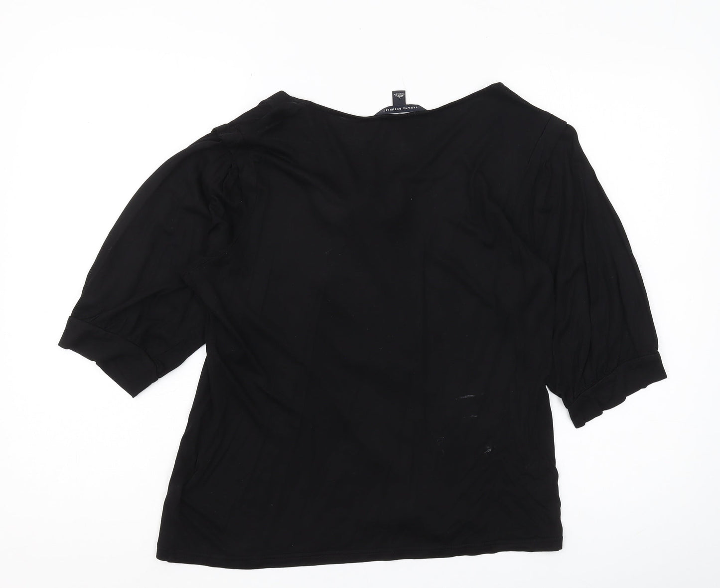 Banana Republic Women's Black V-Neck Blouse, L, Casual 3/4 Sleeve
