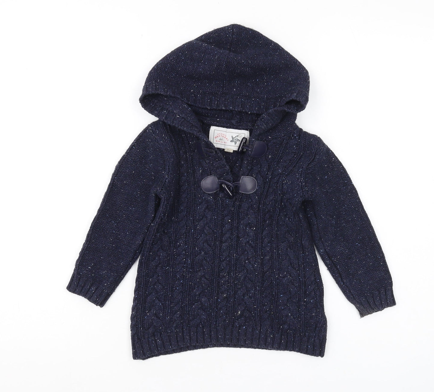 Mantaray Unisex Baby Blue Knit Hooded Pullover, 18-24 Months